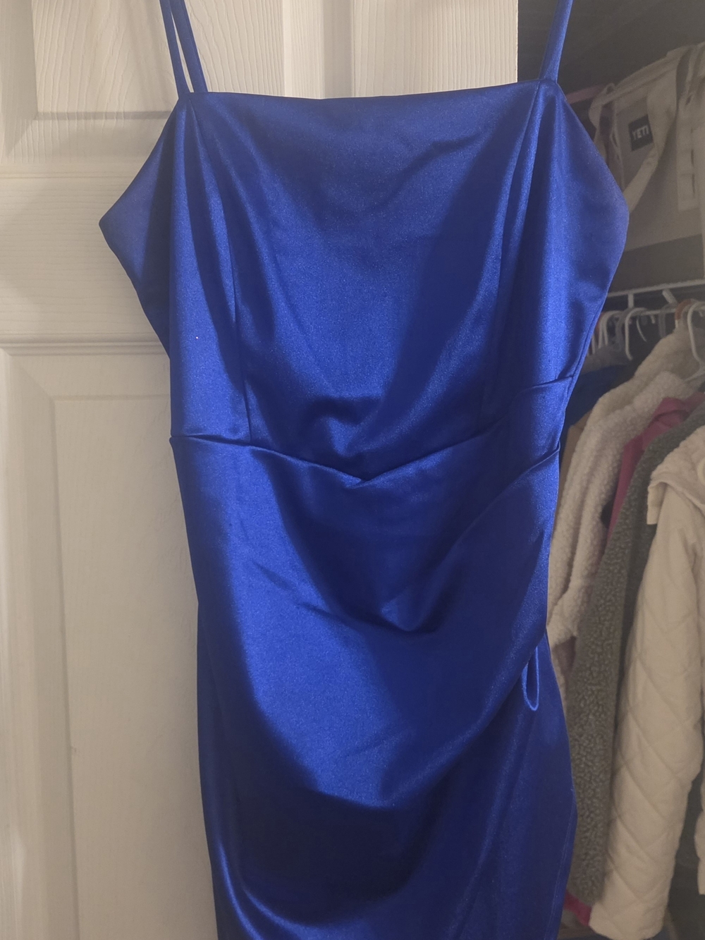 Emerald Sundae Royal Blue Satin Cowl Mini Dress Small Like New